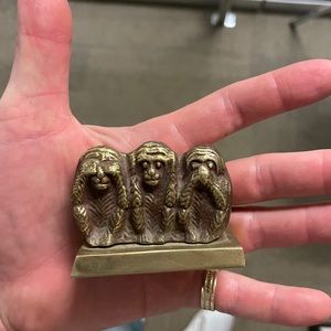 Cast iron monkey trio